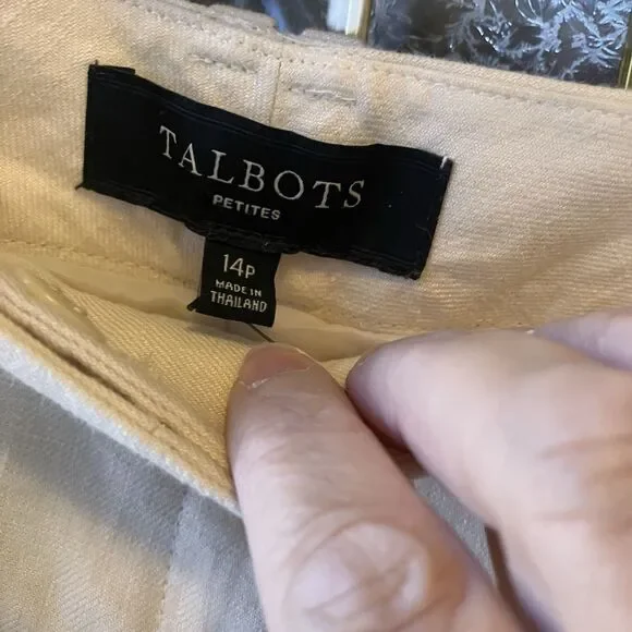 NWT Talbots Petite 100% Linen Pants Wide Leg 14P Cream MSRP $99 Beige Lined - Picture 4 of 16